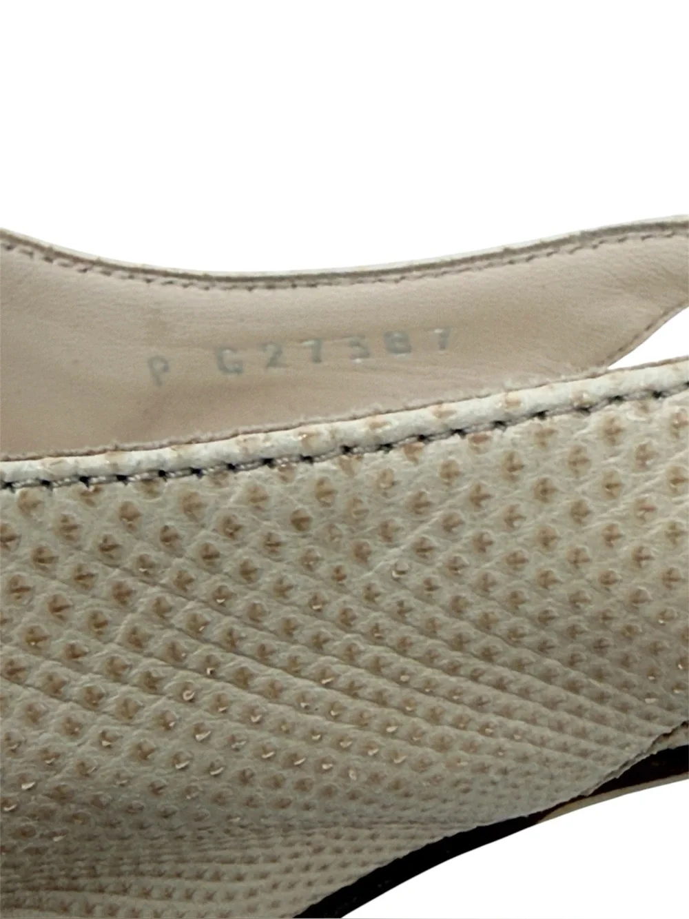 Chanel Cap Toe CC Rare Leather Lizard Slingback Beige Black Pumps Size 37.5